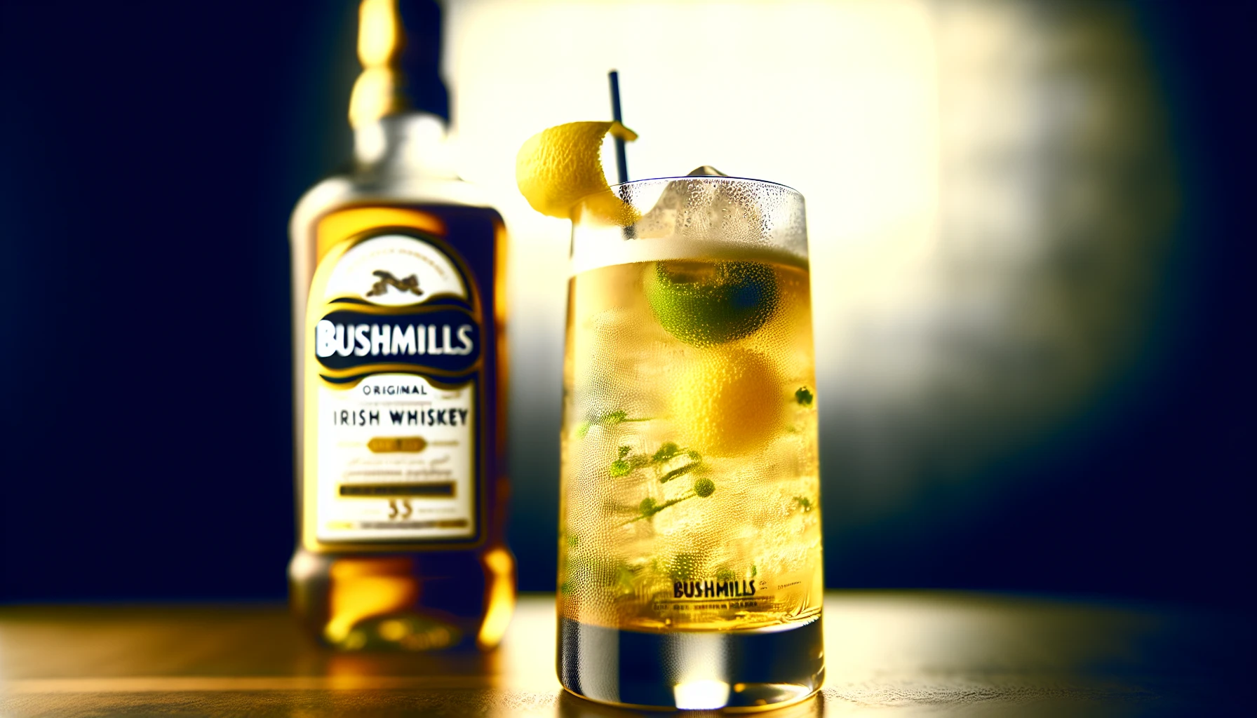 Refreshing Honey Highball cocktail with a twist of lemon peel