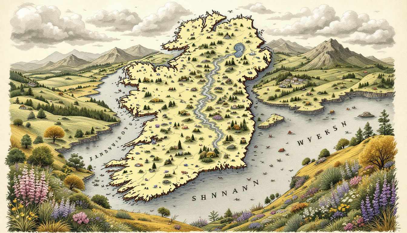 Graphical representation of average temperature data across Ireland.