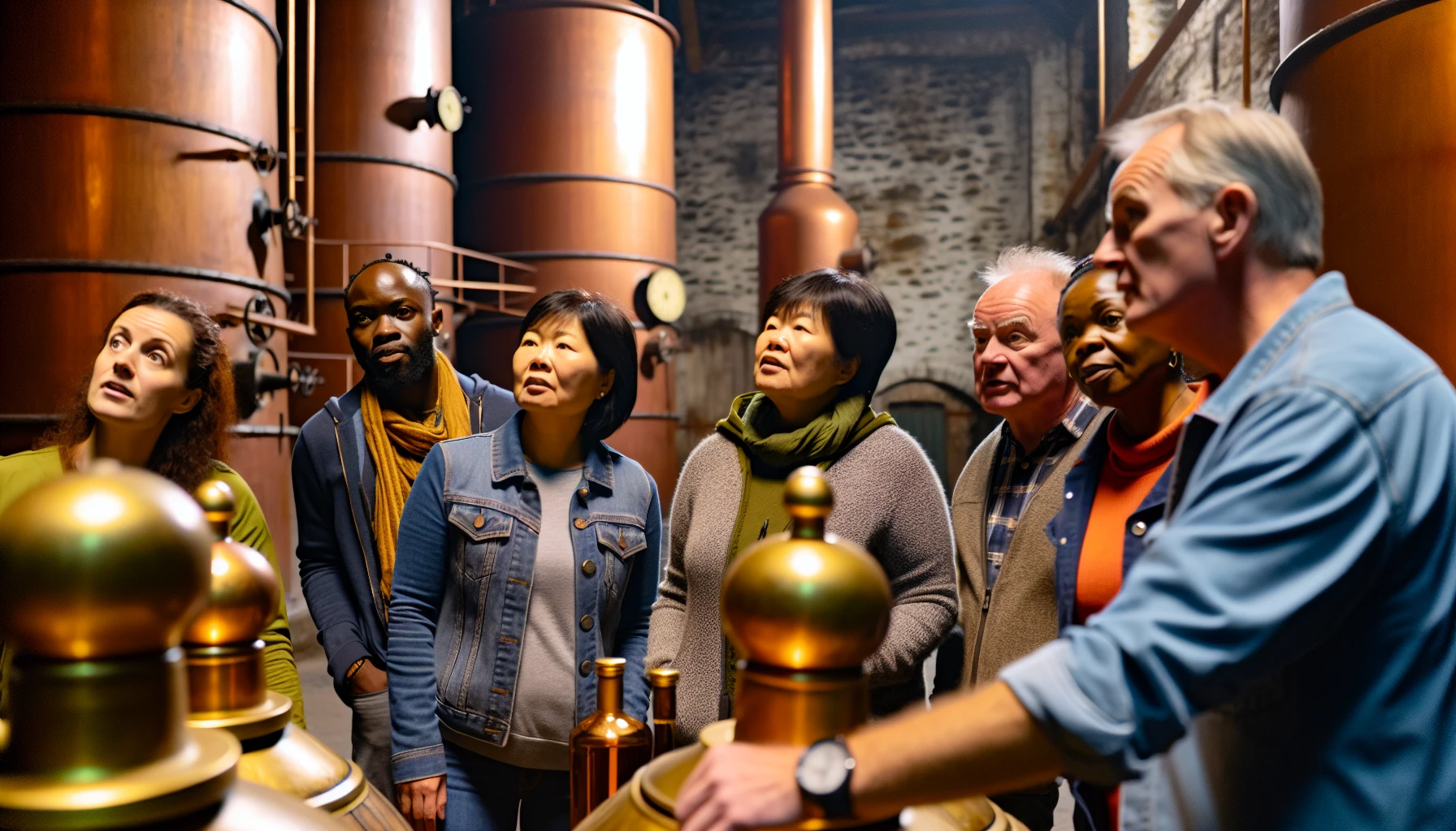 Tourists exploring the Old Bushmills Distillery