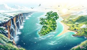 A map of Ireland highlighting regional weather variations.