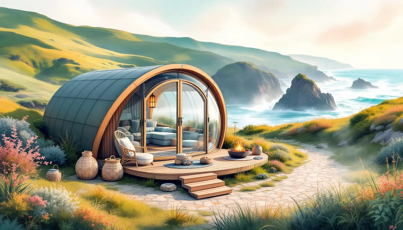 A luxurious glamping experience showcasing unique accommodations with stunning views.
